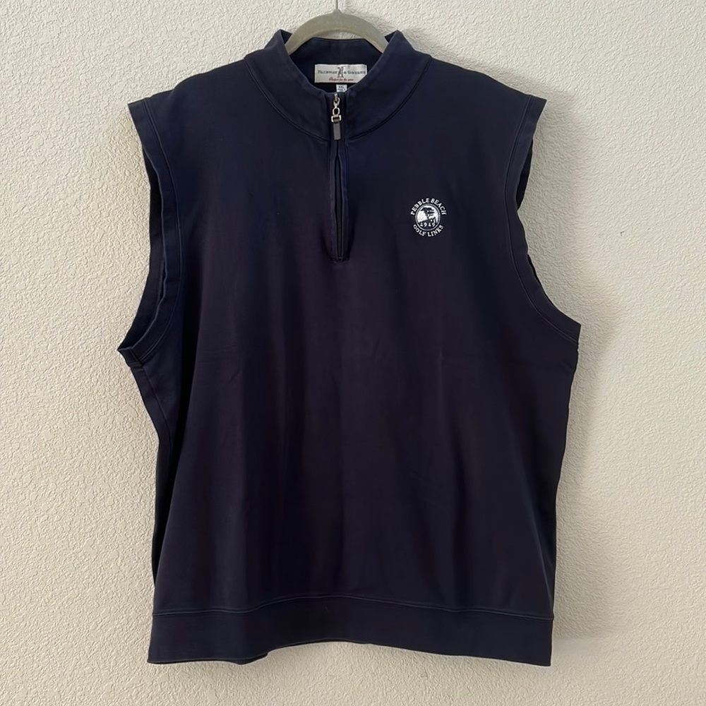 Fairway & Greene Vintage Pebble Beach Navy Blue Quarter Zip Vest Size XXL